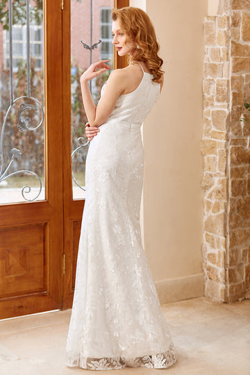 White Mermaid Floor Longueur Robe de mariée d’église